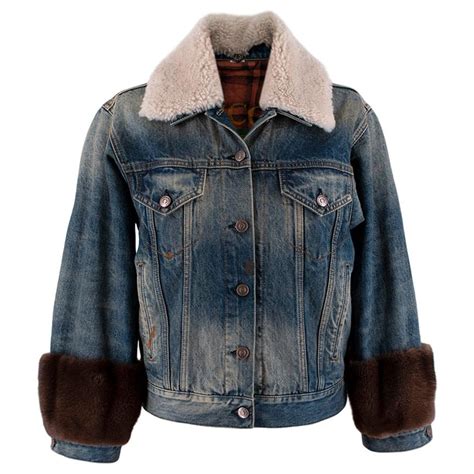 racing jacket gucci|Gucci fur denim jacket.